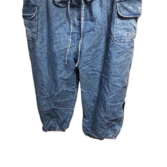 Boho Cowgirl Sweetheart Off Shoulder Denim Romper Key Hole Accent Pockets Sz 1X - Picture 6 of 16